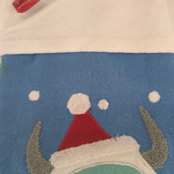 Abominable Snowman Monster Christmas Stocking Blue White - Picture 6 of 6